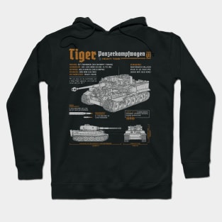 Tiger Tank Panzer World War 2 Blueprint Hoodie